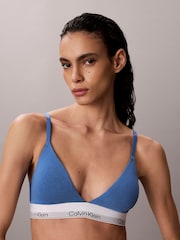 Calvin Klein Blue Lightly Lined Triangle Icon Cotton Modal Bralette - Image 1 of 1