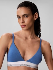 Calvin Klein Blue Lightly Lined Triangle Icon Cotton Modal Bralette - Image 3 of 6