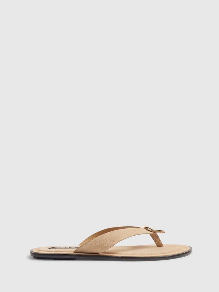 River Island Natural Molly Smith Hardwear Detail Toe Thong Sandals - Image 1 of 5