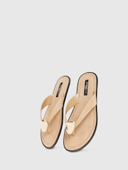 River Island Natural Molly Smith Hardwear Detail Toe Thong Sandals - Image 4 of 5