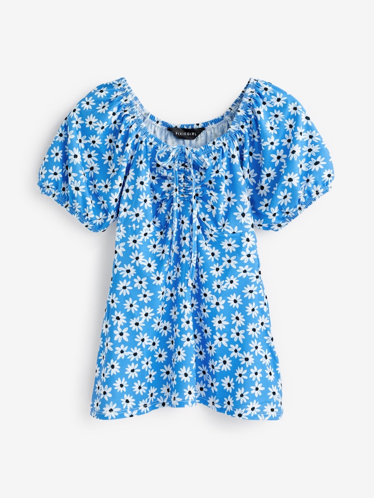 PixieGirl Petite Blue Ruched Front Short Sleeve T-Shirt 2 Pack - Image 2 of 8