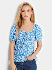 PixieGirl Petite Blue Ruched Front Short Sleeve T-Shirt 2 Pack - Image 5 of 8