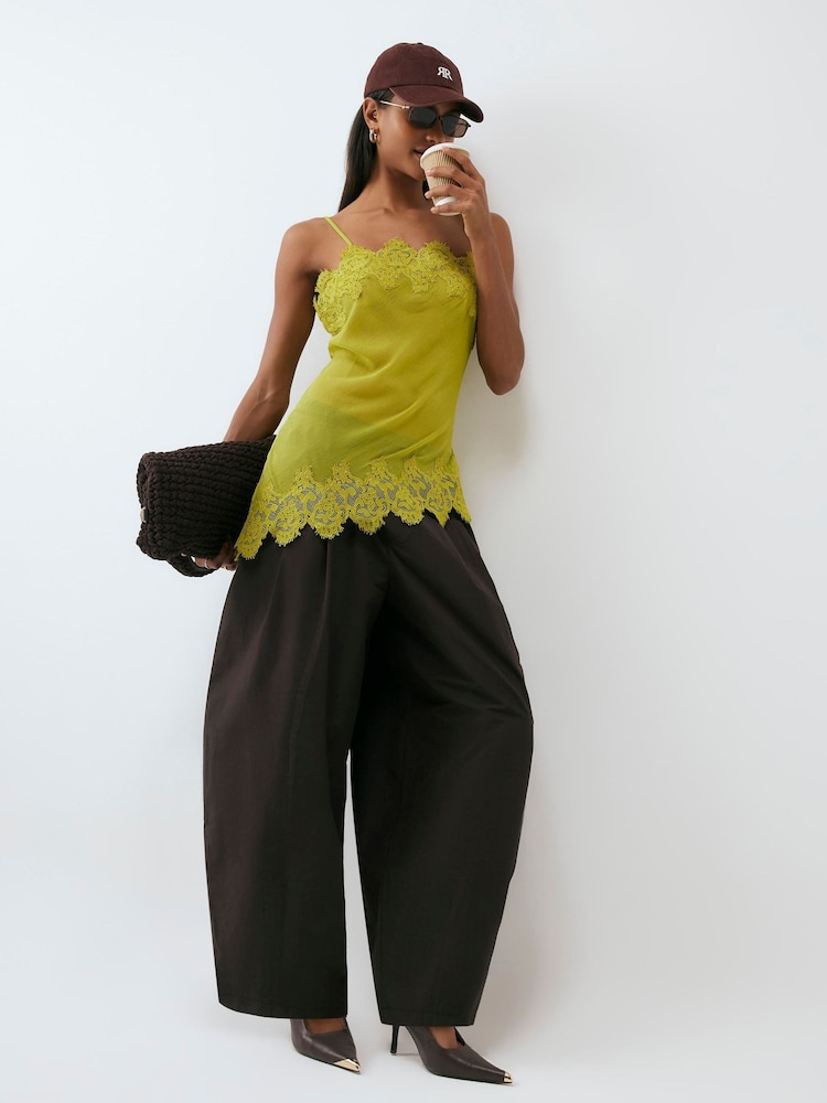 River Island Green Tolami Sleeveless Lace Asymmetric Longline Cami - Image 1 of 3