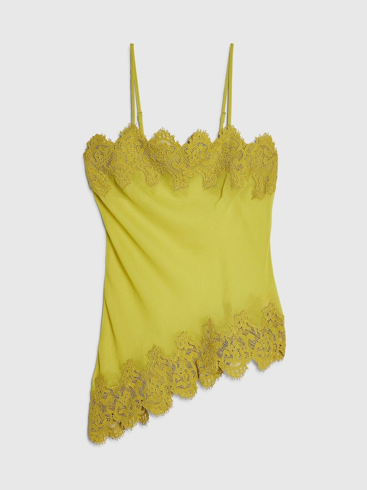 River Island Green Tolami Sleeveless Lace Asymmetric Longline Cami - Image 3 of 3