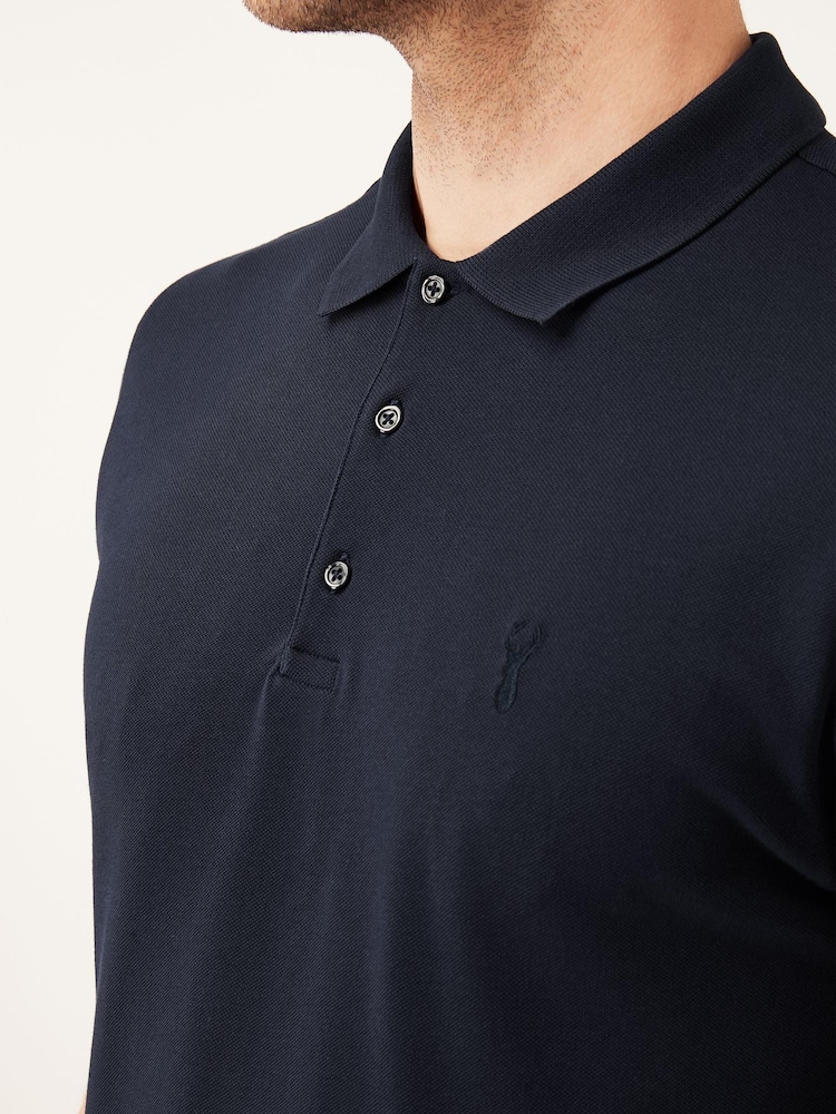 蓝色海军蓝 - 常规版型 - 短袖 Pique Polo 衫 - 7的图像7｝