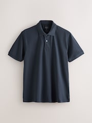 Blue Navy Regular Fit Short Sleeve Pique Polo Shirt - Image 9 of 11