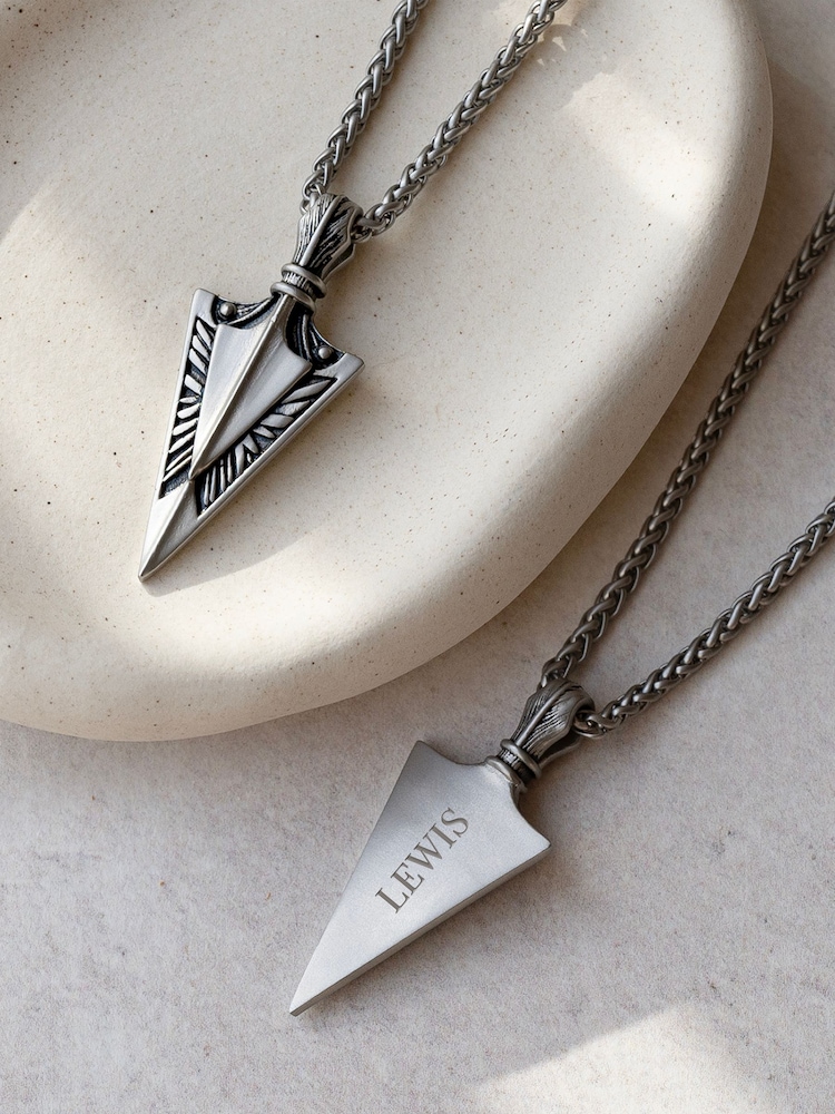 Personalised Men's Arrowhead Necklace - Image 1 of 5 Personalised Men's Arrowhead Necklace - Image 1 of 5