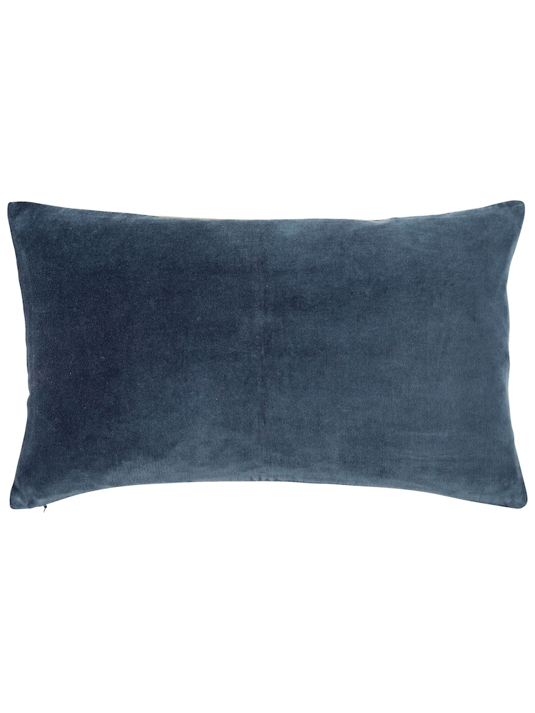 Christy Ink Blue Jaipur Smooth Velvet Quilted Cotton Cushion - Image 1 of 7