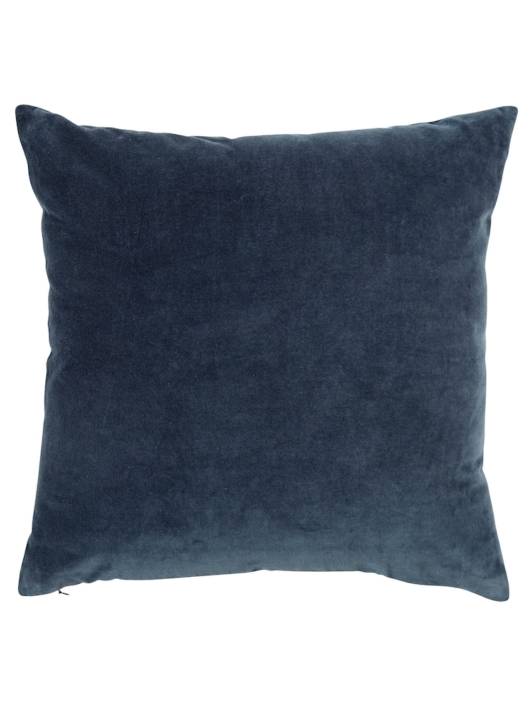 Christy Ink Blue Jaipur Smooth Velvet Quilted Cotton Cushion - Image 2 of 7