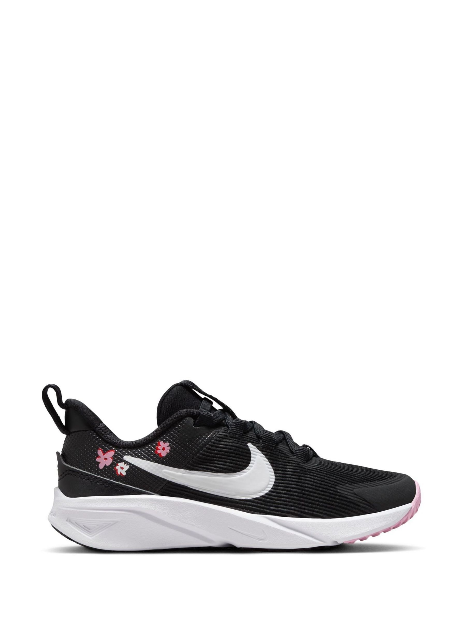 Buy Nike Black White Floral Junior Star Runner 4 Trainers from Next Luxembourg