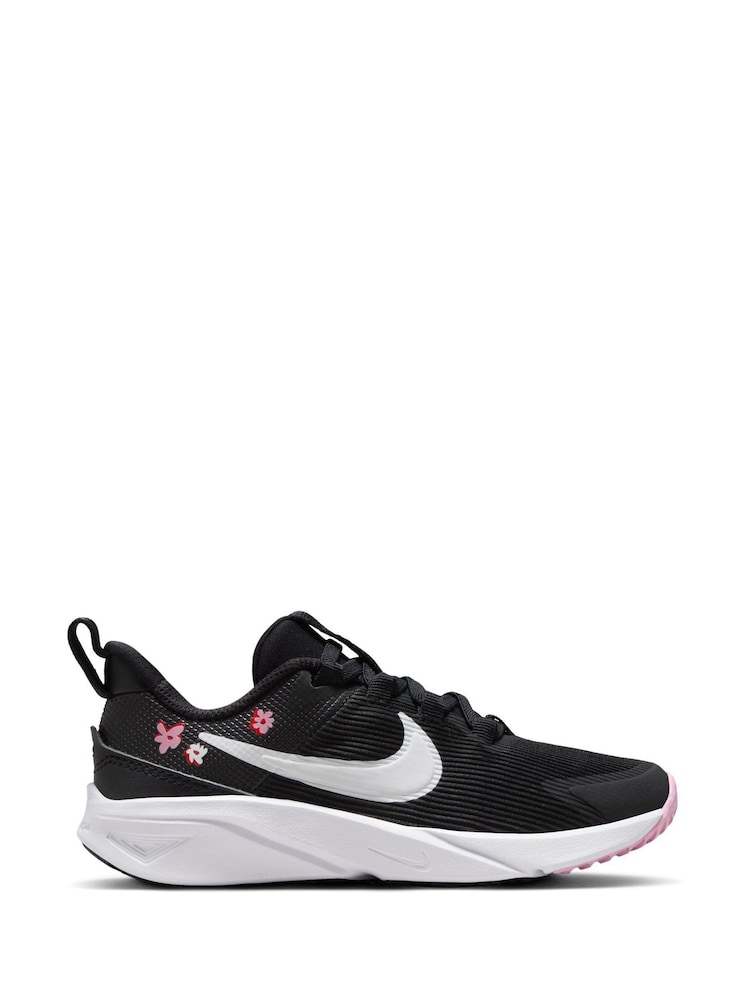 Nike Black/White Floral Junior Star Runner 4 Trainers - Image 1 of 12