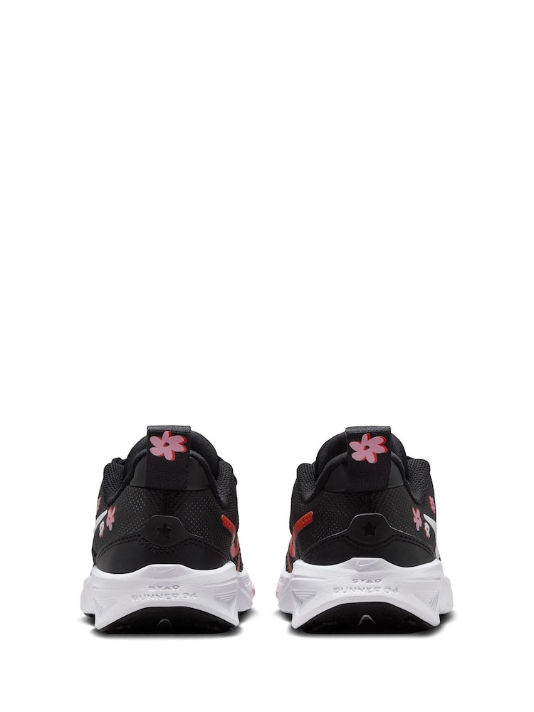 Nike Black/White Floral Junior Star Runner 4 Trainers - Image 7 of 12
