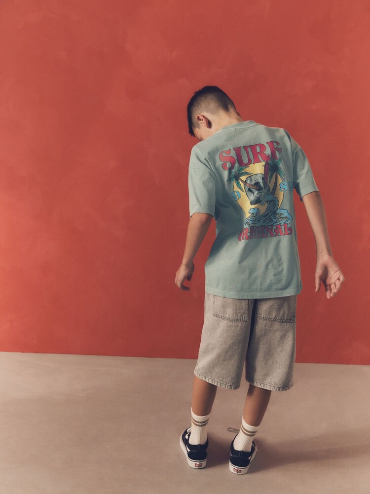 Blue Skull Back Print Relaxed Fit 100% Cotton Washed Short Sleeve T-Shirt (3-16yrs) - Image 2 of 7 Blue Skull Back Print Relaxed Fit 100% Cotton Washed Short Sleeve T-Shirt (3-16yrs) - Image 2 of 7