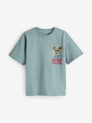 Blue Skull Back Print Relaxed Fit 100% Cotton Washed Short Sleeve T-Shirt (3-16yrs) - Image 5 of 7