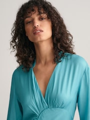 GANT Blue V-Neck Gathering Dress - Image 1 of 4