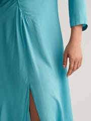 GANT Blue V-Neck Gathering Dress - Image 3 of 4