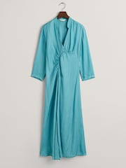 GANT Blue V-Neck Gathering Dress - Image 4 of 4