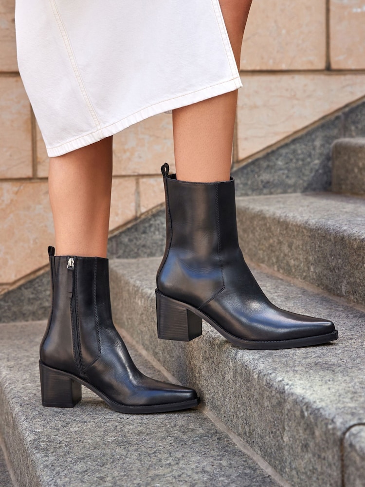 Black Forever Comfort® Point Toe Heeled Ankle Boots - Image 1 of 9