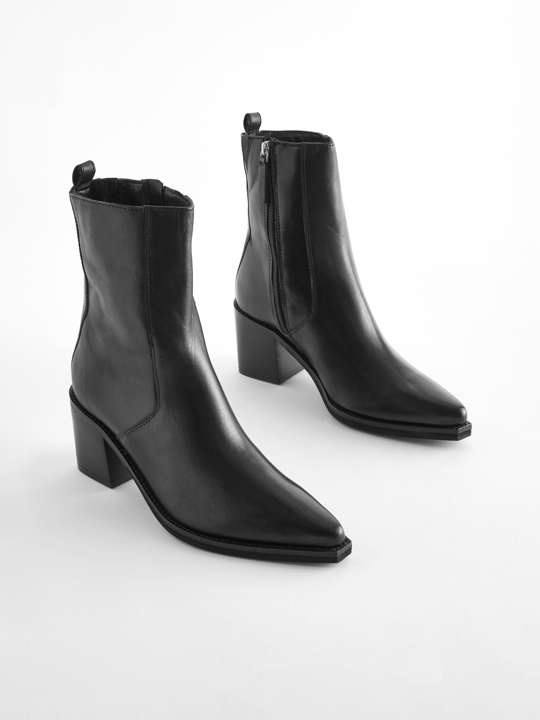 Buy Black Forever Comfort Point Toe Heeled Ankle Boots from Next Luxembourg