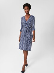 Hobbs Blue Dina Wrap Dress - Image 1 of 4