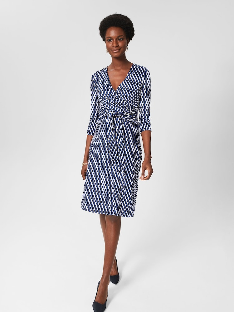 Hobbs Blue Dina Wrap Dress - Image 1 of 4