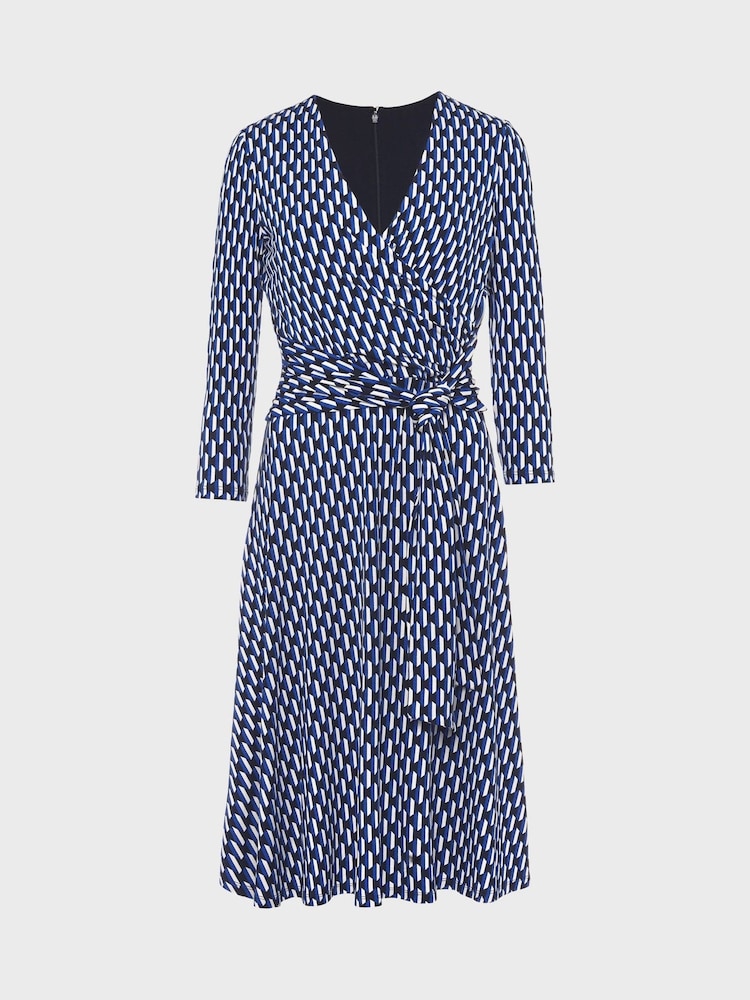 Hobbs Blue Dina Wrap Dress - Image 4 of 4