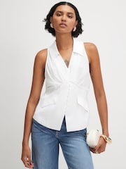 River Island Cream Tolami Sleeveless Halterneck Corset Top - Image 1 of 4