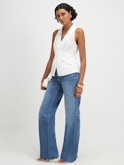 River Island Cream Tolami Sleeveless Halterneck Corset Top - Image 2 of 4