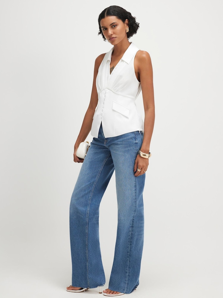 River Island Cream Tolami Sleeveless Halterneck Corset Top - Image 2 of 4 River Island Cream Tolami Sleeveless Halterneck Corset Top - Image 2 of 4