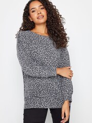 M&Co Grey Leopard Print Jumper - Image 1 of 4