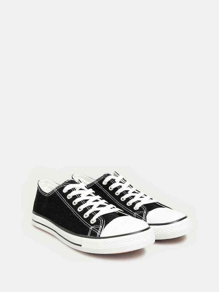 Long Tall Sally Black Canvas Low Trainers - Image 1 of 6