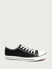 Long Tall Sally Black Canvas Low Trainers - Image 3 of 6