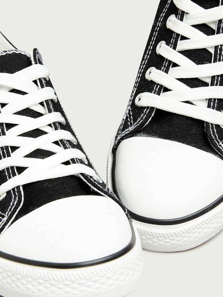 Long Tall Sally Black Canvas Low Trainers - Image 6 of 6