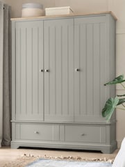Grey Hampton Painted Oak Triple, 2 Drawers Wardrobe - Image 1 of 10
