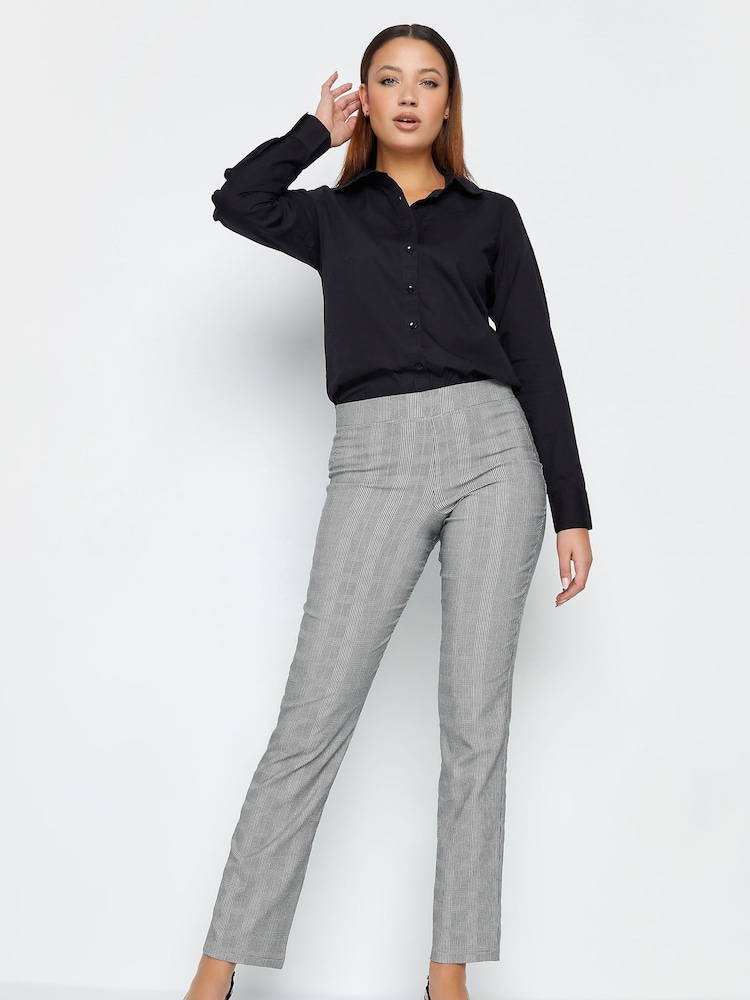 Long Tall Sally Grey Straight Dogstooth Trousers - Image 2 of 3
