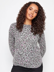Natur - M&Co Petite Leopard Print Roll Neck Jumper - Bild 1 von 5