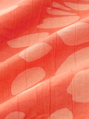 Orange Butterfly Print Gathered Short Sleeve Textured Boxy T-Shirt - Image 5 of 5