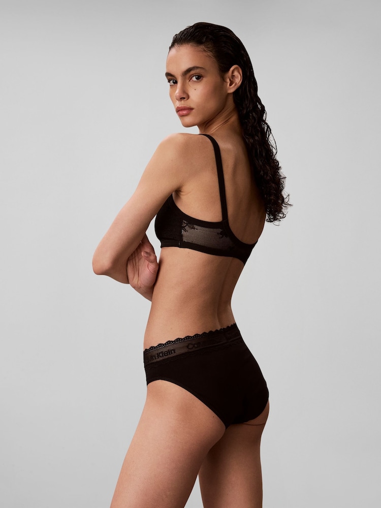 Calvin Klein Black Lightly Lined Bralette - Icon Stretch Lace - Image 6 of 6