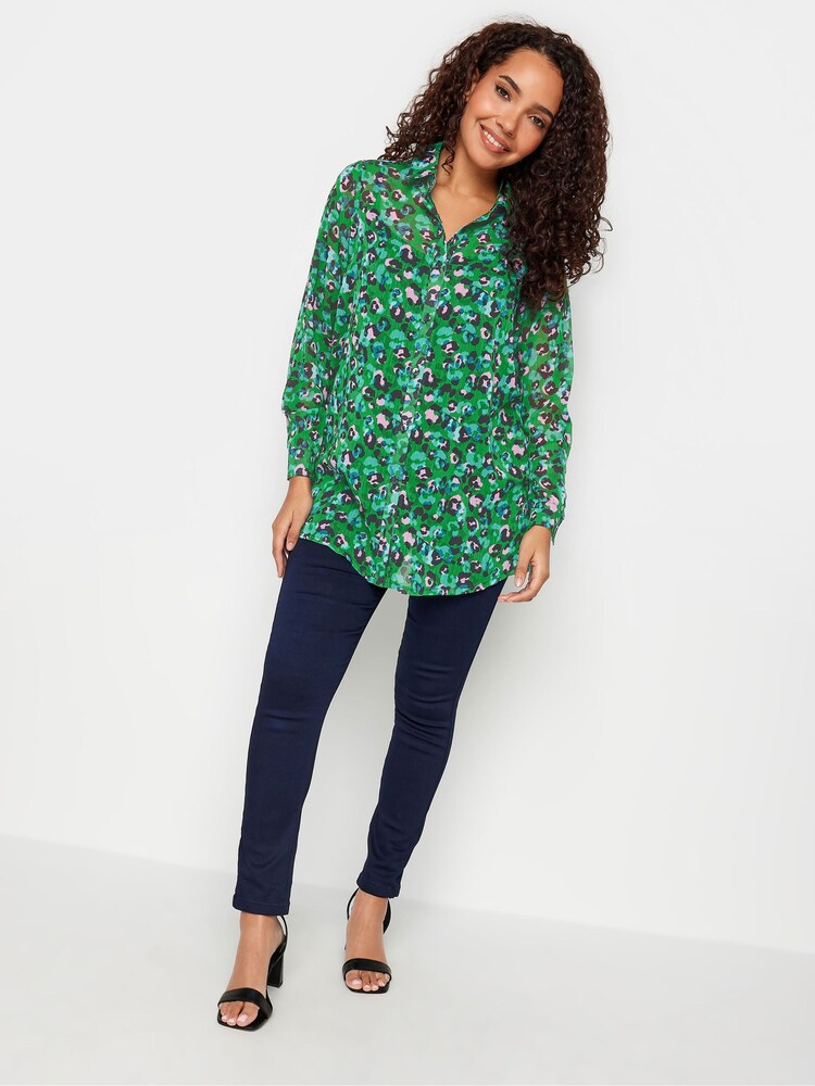 M&Co Green Longline Long Sleeve Shirt - Image 2 of 4