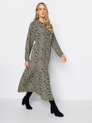 Long Tall Sally Black Zebra Print Tiered Maxi Dress - Image 1 of 4