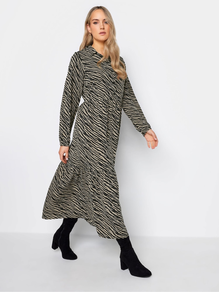 Long Tall Sally Black Zebra Print Tiered Maxi Dress - Image 1 of 4