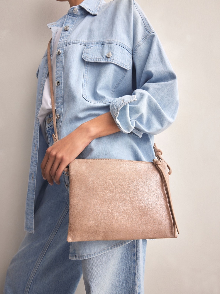 Gold Leather Cross-Body Bag - Image 3 of 11