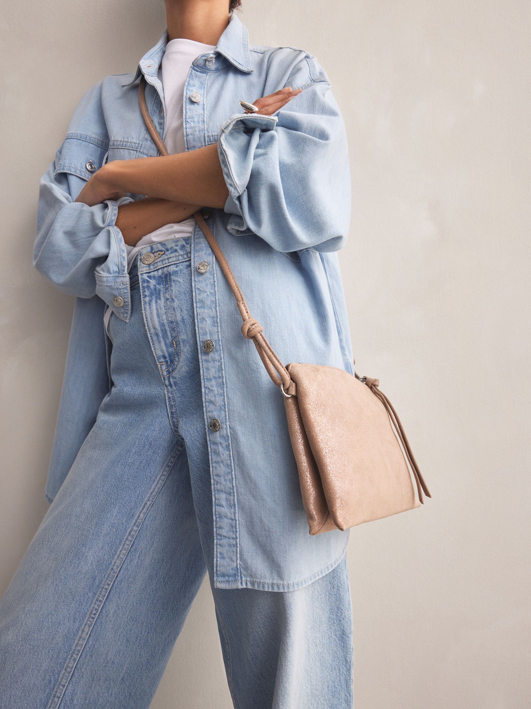 8~90s Lee denim leather Boston bag