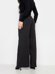 PixieGirl Petite Black/Chrome Button Detailed Wide Leg Trousers - Image 3 of 5