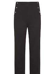 PixieGirl Petite Black/Chrome Button Detailed Wide Leg Trousers - Image 5 of 5