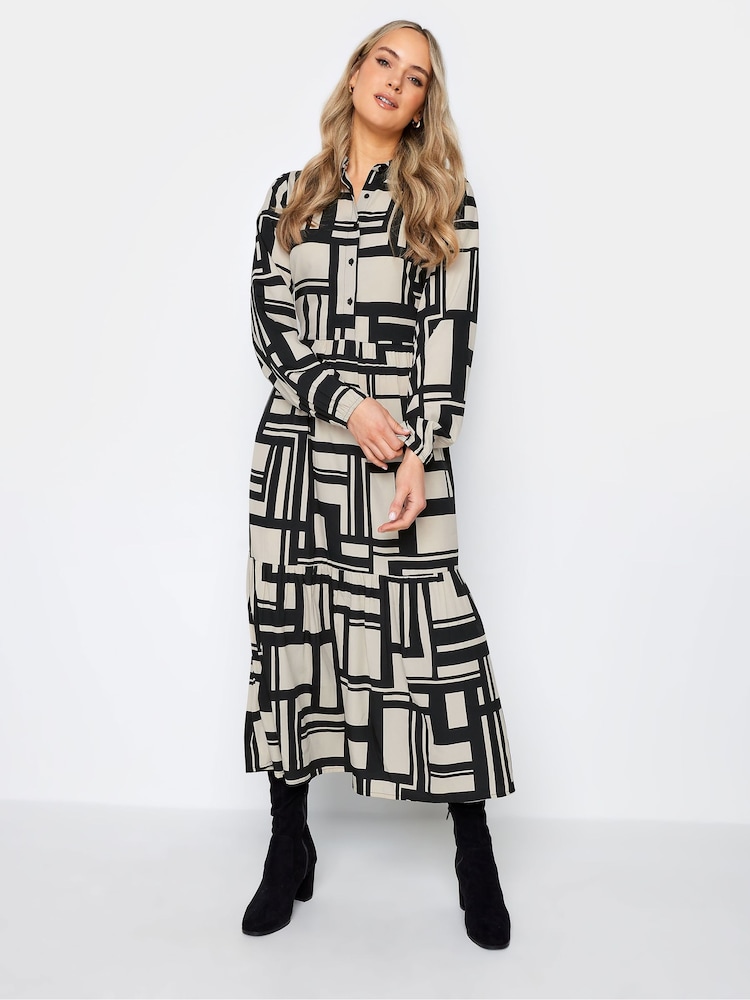Long Tall Sally Stone Brown Zebra Print Tiered Maxi Dress - Image 1 of 4