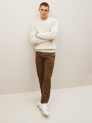 Tan Brown Slim Fit Premium Laundered Stretch Chinos Trousers - Image 2 of 7