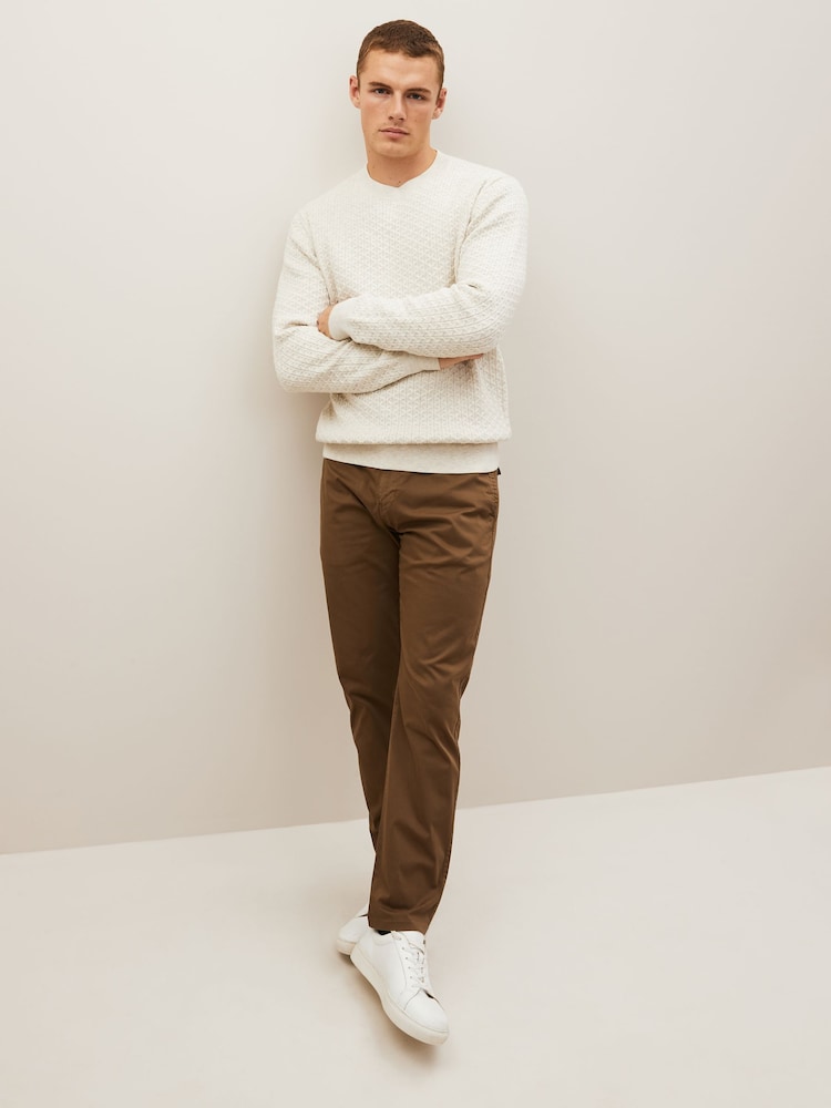 Tan Brown Slim Fit Premium Laundered Stretch Chinos Trousers - Image 2 of 7
