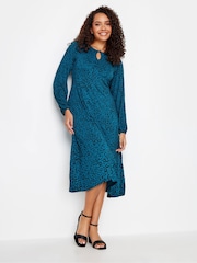 M&Co Blue Petite 3/4 Long Sleeve Dress - Image 1 of 5