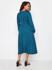 M&Co Blue Petite 3/4 Long Sleeve Dress - Image 3 of 5